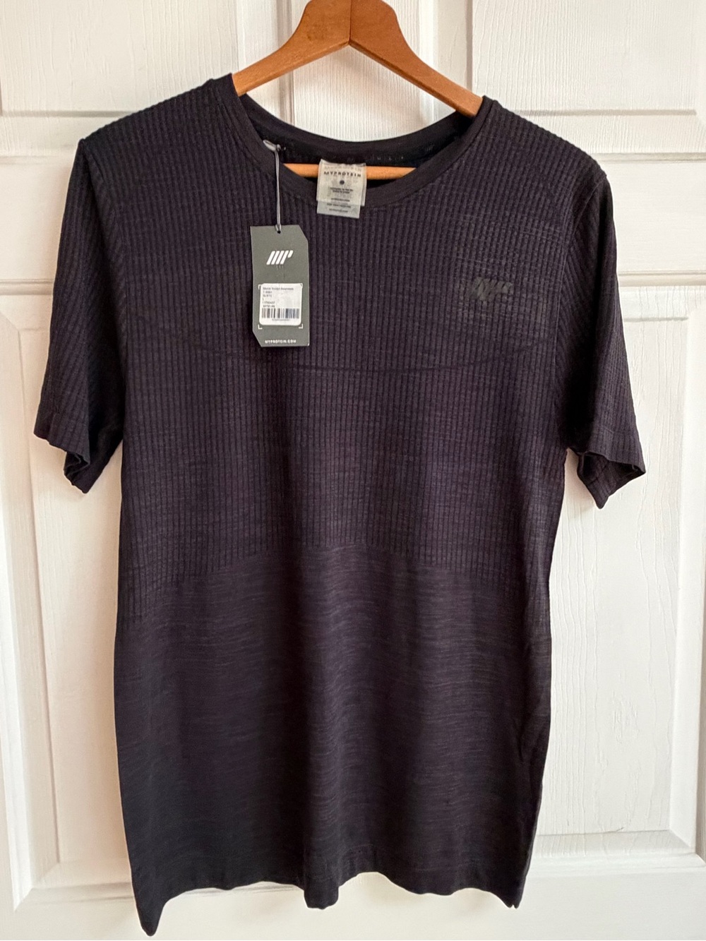 Men's Black Ribbed Short Sleeve Tee - Performance Casual